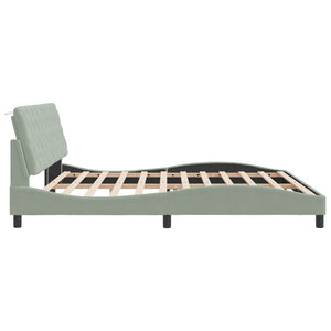 vidaXL LED Bed Frame without Mattress Light Grey 200x200 cm Velvet