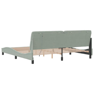 vidaXL LED Bed Frame without Mattress Light Grey 200x200 cm Velvet