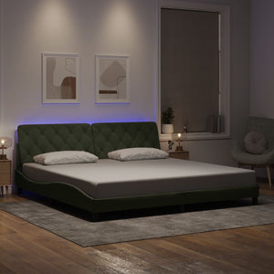 vidaXL LED Bed Frame without Mattress Light Grey 200x200 cm Velvet