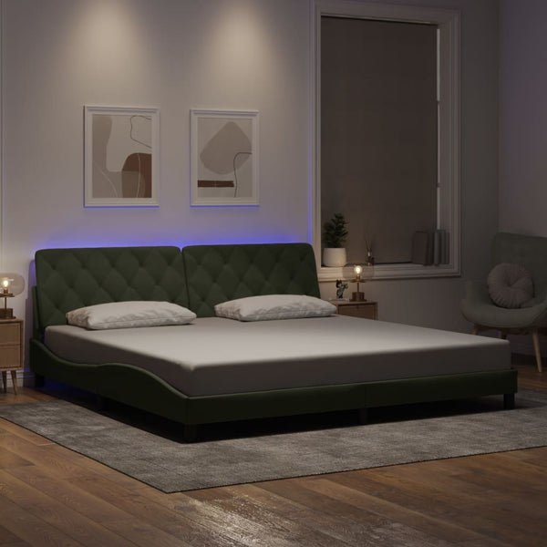 vidaXL LED Bed Frame without Mattress Light Grey 200x200 cm Velvet
