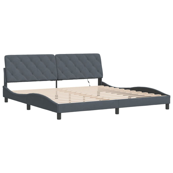 vidaXL LED Bed Frame without Mattress Dark Grey 200x200 cm Velvet