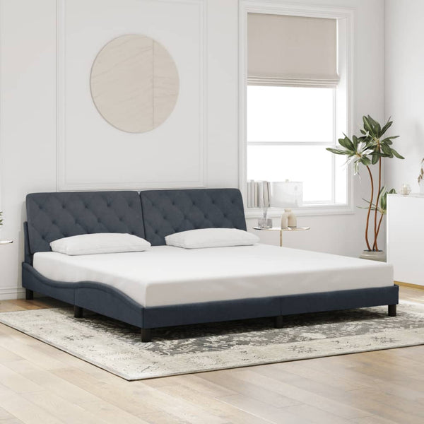 vidaXL LED Bed Frame without Mattress Dark Grey 200x200 cm Velvet