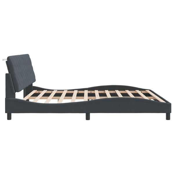 vidaXL LED Bed Frame without Mattress Dark Grey 200x200 cm Velvet