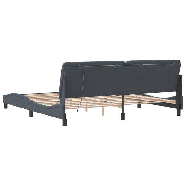 vidaXL LED Bed Frame without Mattress Dark Grey 200x200 cm Velvet