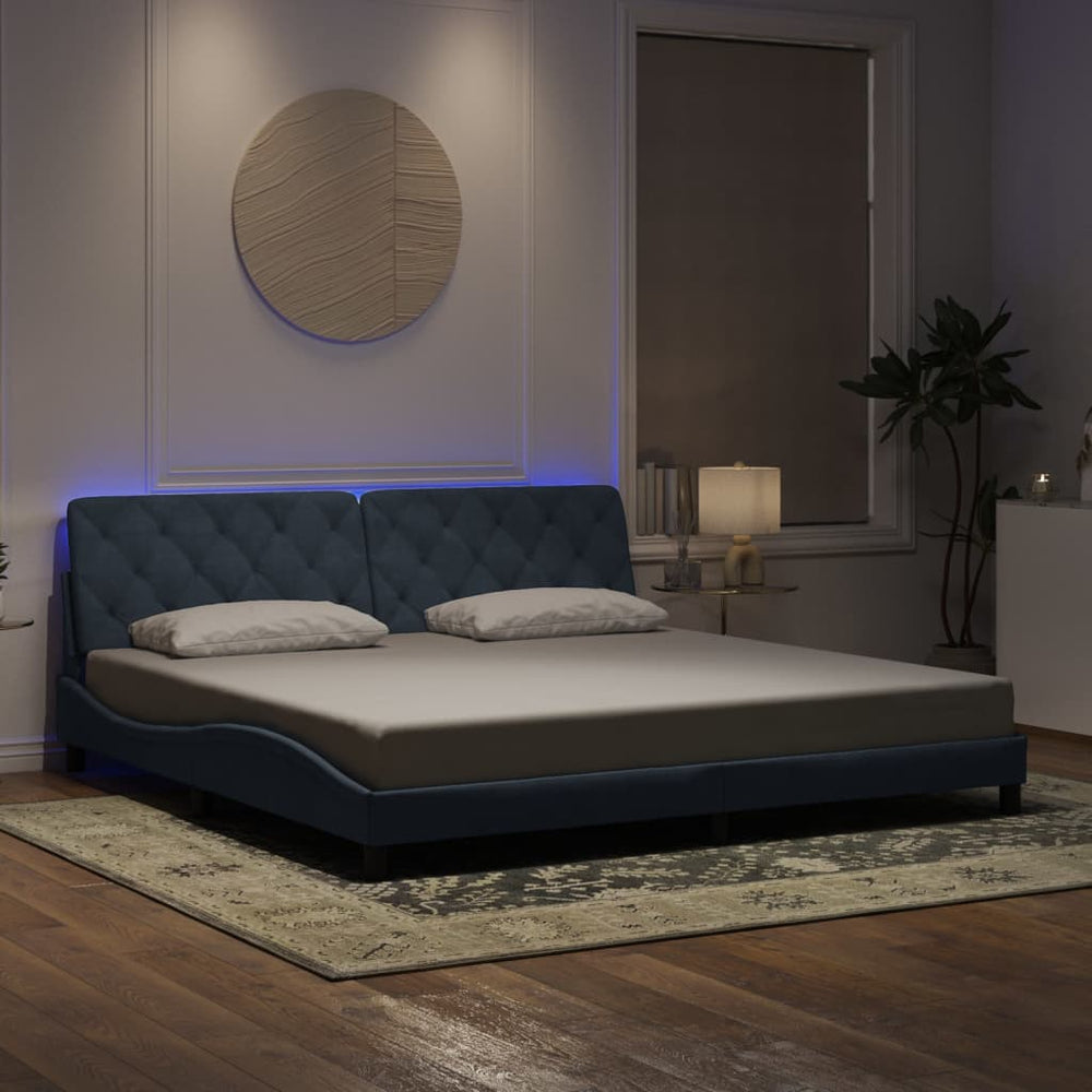 vidaXL LED Bed Frame without Mattress Dark Grey 200x200 cm Velvet