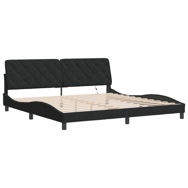 vidaXL LED Bed Frame without Mattress Black 200x200 cm Velvet