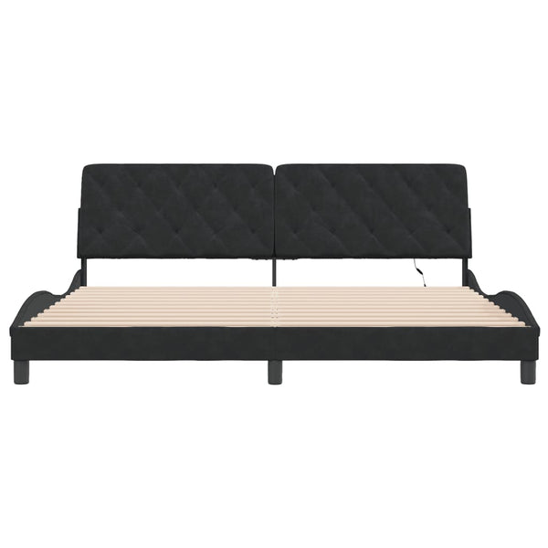 vidaXL LED Bed Frame without Mattress Black 200x200 cm Velvet
