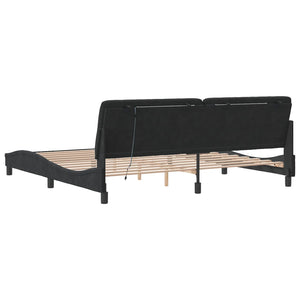 vidaXL LED Bed Frame without Mattress Black 200x200 cm Velvet