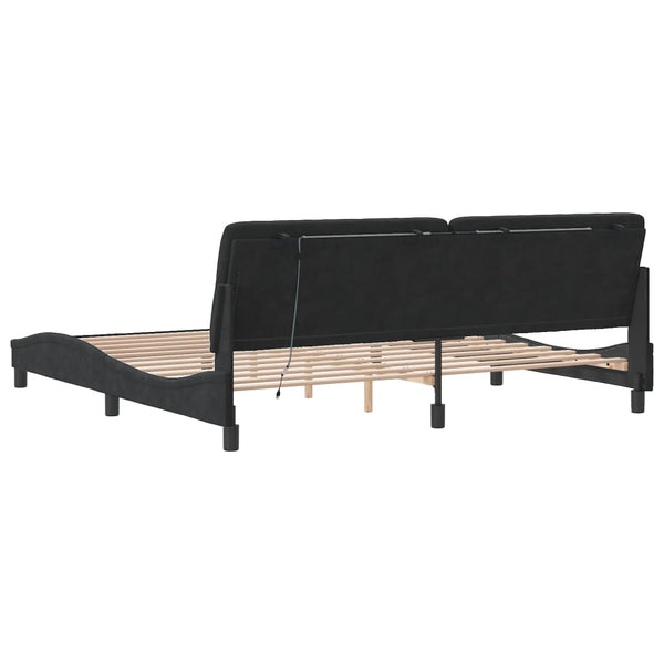 vidaXL LED Bed Frame without Mattress Black 200x200 cm Velvet