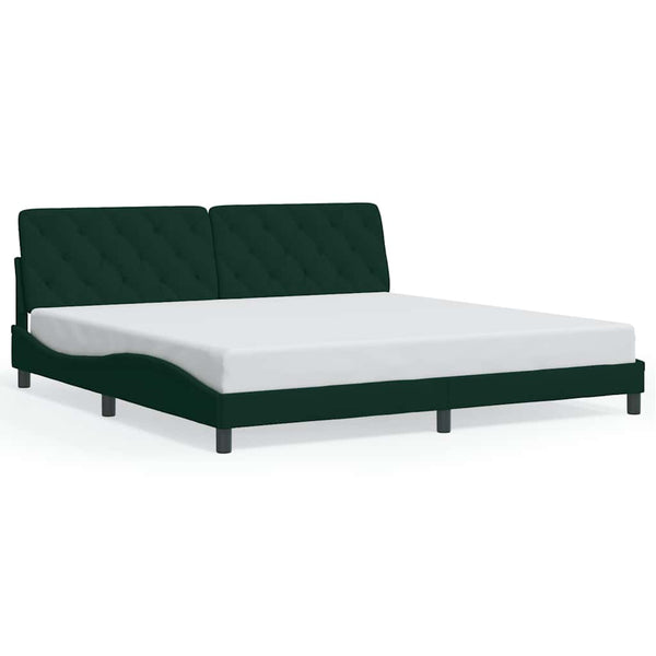 vidaXL LED Bed Frame without Mattress Dark Green 200x200 cm Velvet