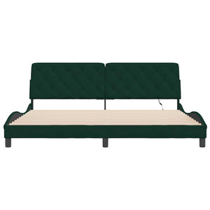 vidaXL LED Bed Frame without Mattress Dark Green 200x200 cm Velvet