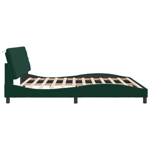 vidaXL LED Bed Frame without Mattress Dark Green 200x200 cm Velvet