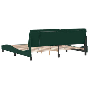 vidaXL LED Bed Frame without Mattress Dark Green 200x200 cm Velvet