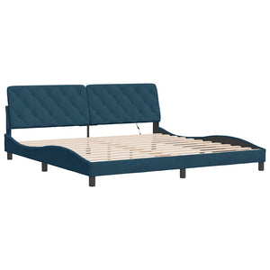 vidaXL LED Bed Frame without Mattress Blue 200x200 cm Velvet
