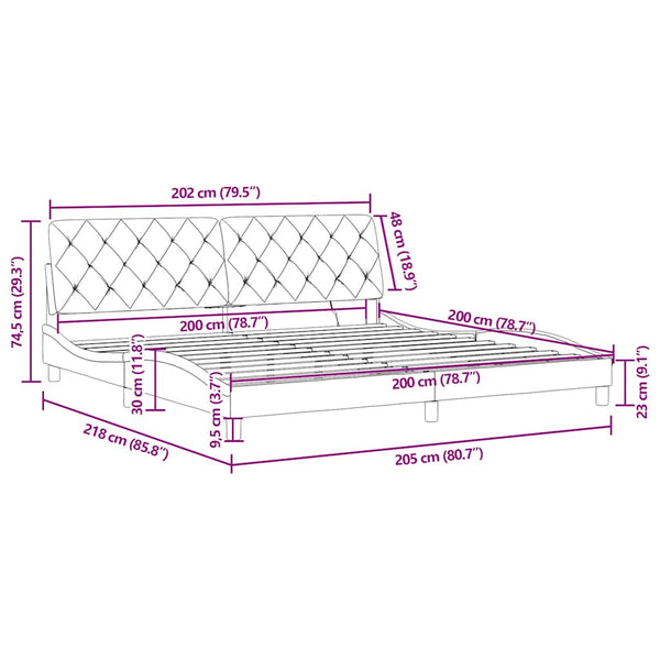 vidaXL LED Bed Frame without Mattress Blue 200x200 cm Velvet
