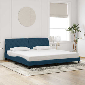 vidaXL LED Bed Frame without Mattress Blue 200x200 cm Velvet