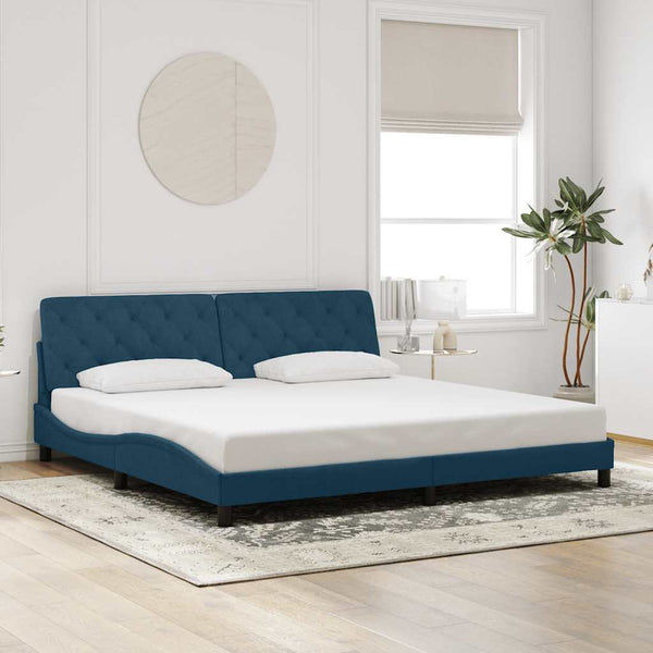 vidaXL LED Bed Frame without Mattress Blue 200x200 cm Velvet