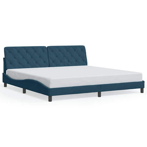 vidaXL LED Bed Frame without Mattress Blue 200x200 cm Velvet