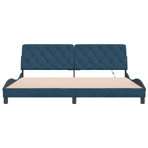 vidaXL LED Bed Frame without Mattress Blue 200x200 cm Velvet