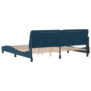 vidaXL LED Bed Frame without Mattress Blue 200x200 cm Velvet