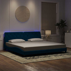 vidaXL LED Bed Frame without Mattress Blue 200x200 cm Velvet