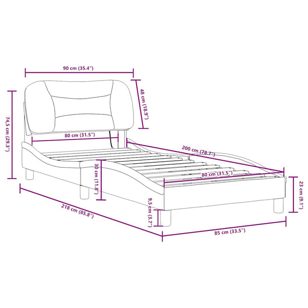 vidaXL LED Bed Frame without Mattress "Hvar" Black 80x200 cm
