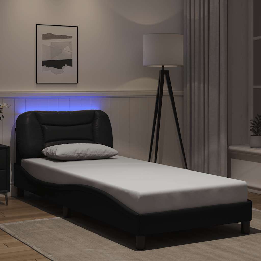 vidaXL LED Bed Frame without Mattress "Hvar" Black 80x200 cm