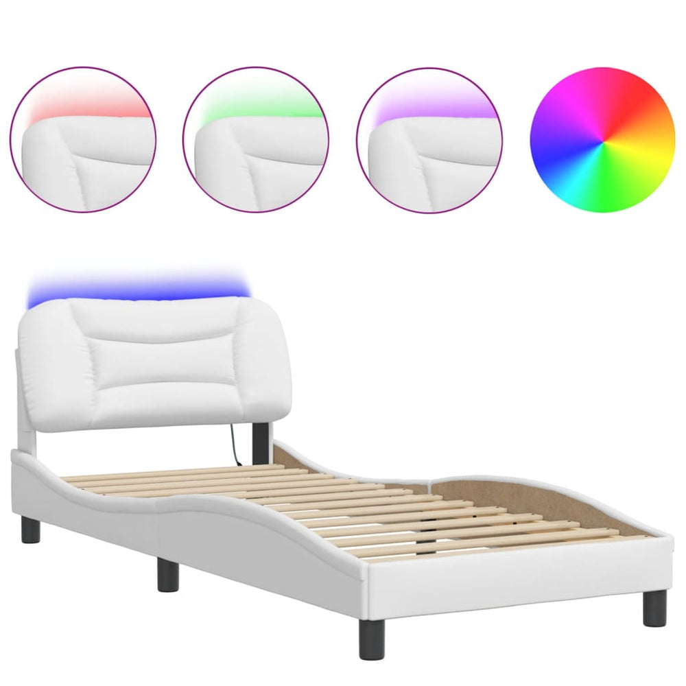 vidaXL LED Bed Frame without Mattress "Hvar" White 80x200 cm