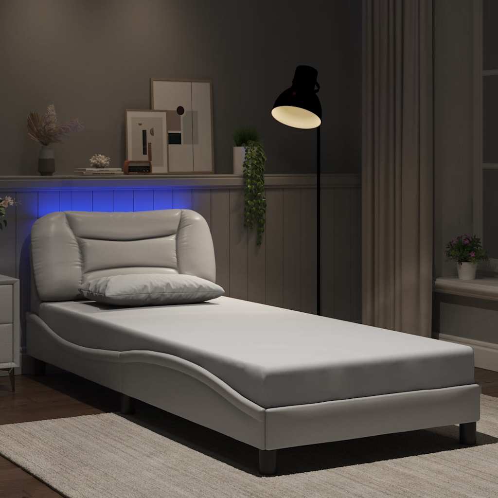 vidaXL LED Bed Frame without Mattress "Hvar" White 80x200 cm