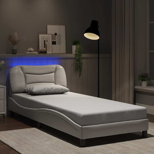 vidaXL LED Bed Frame without Mattress "Hvar" White 80x200 cm
