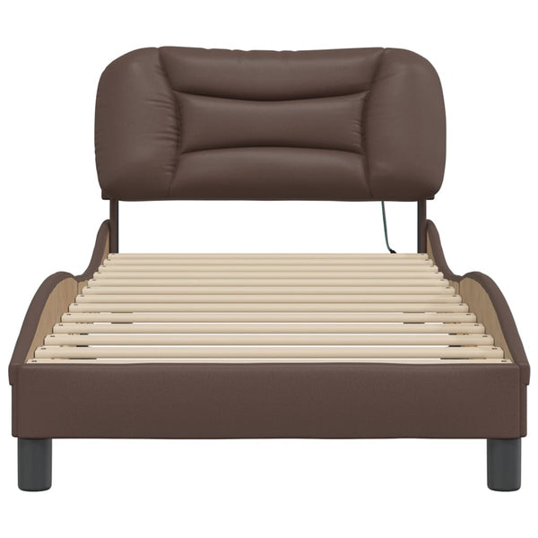 vidaXL LED Bed Frame without Mattress "Hvar" Brown 80x200 cm