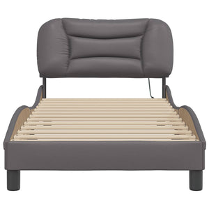 vidaXL Bed Frame with LED without Mattress "Hvar" Grey 80x200 cm