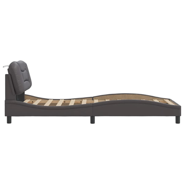 vidaXL Bed Frame with LED without Mattress "Hvar" Grey 80x200 cm