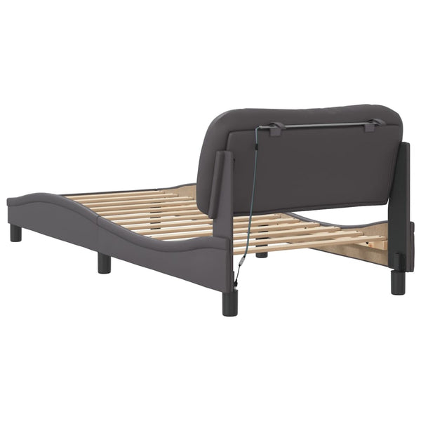 vidaXL Bed Frame with LED without Mattress "Hvar" Grey 80x200 cm