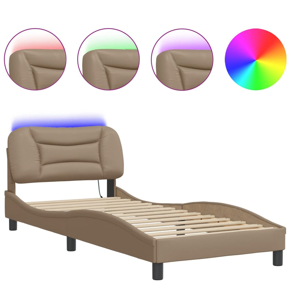 vidaXL LED Bed Frame without Mattress "Hvar" Cappuccino Brown 80x200 cm