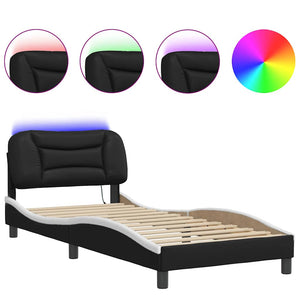 vidaXL LED Bed Frame without Mattress "Hvar" Black and White 80x200 cm