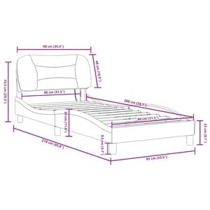 vidaXL LED Bed Frame without Mattress "Hvar" Black and White 80x200 cm
