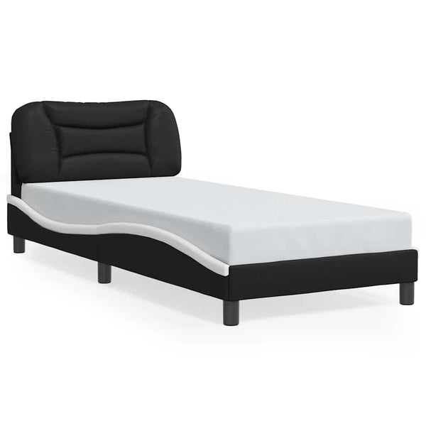 vidaXL LED Bed Frame without Mattress "Hvar" Black and White 80x200 cm