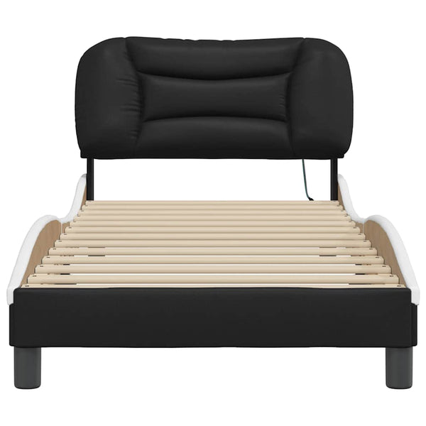 vidaXL LED Bed Frame without Mattress "Hvar" Black and White 80x200 cm