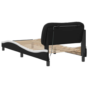 vidaXL LED Bed Frame without Mattress "Hvar" Black and White 80x200 cm