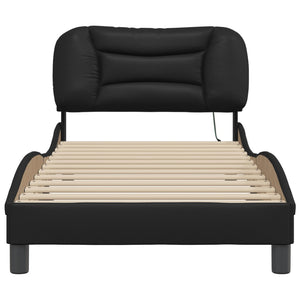 Bettgestell mit LED Schwarz 90x190 cm