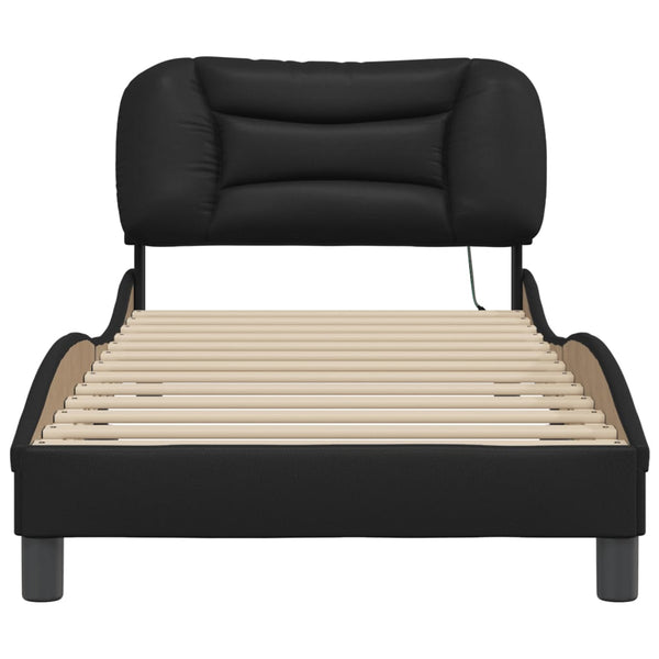 Bettgestell mit LED Schwarz 90x190 cm