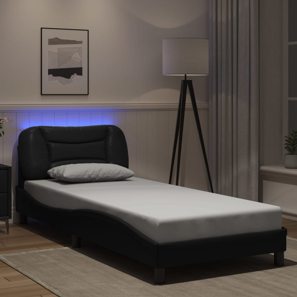 Bettgestell mit LED Schwarz 90x190 cm