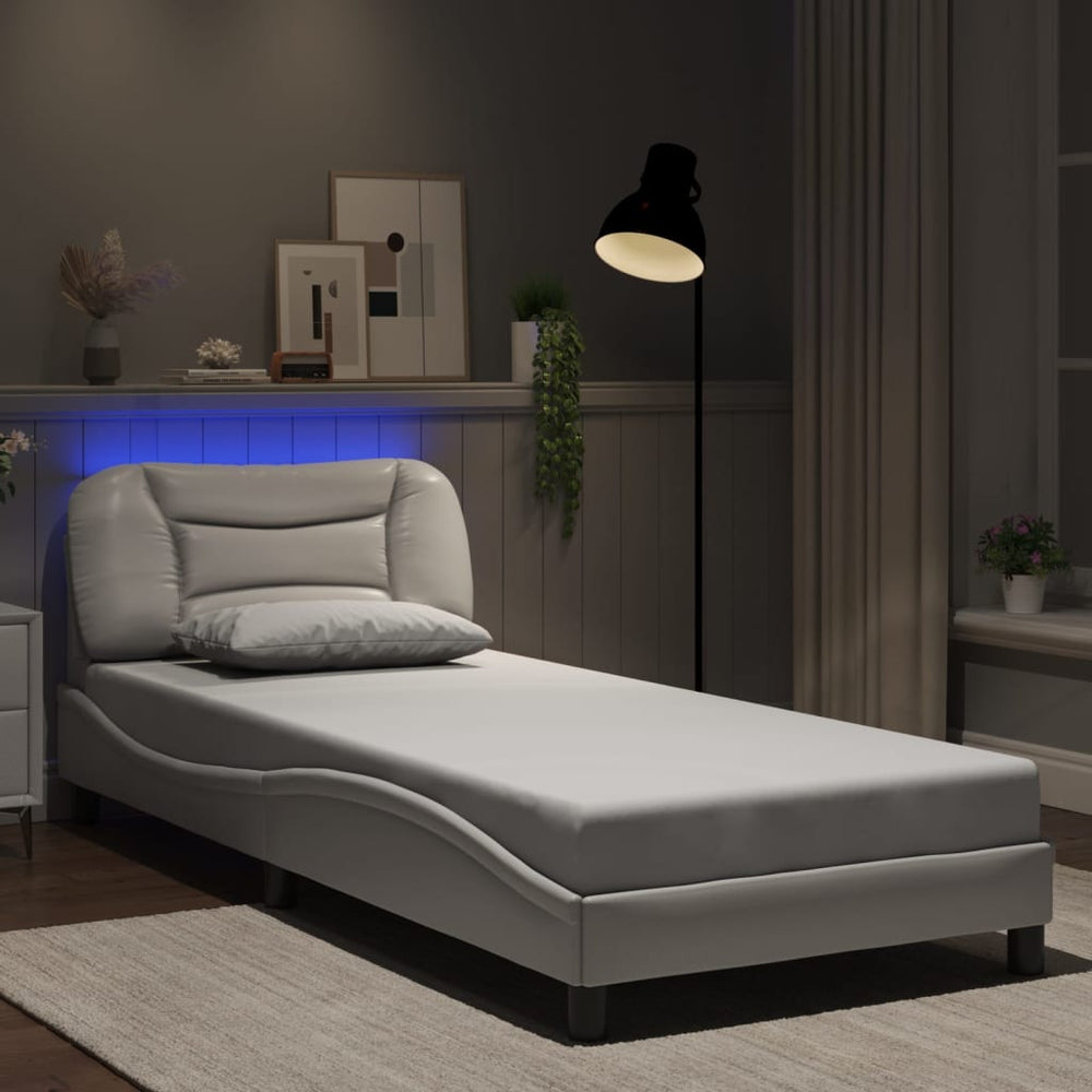 Bettgestell Weiß 90x190 cm mit LED