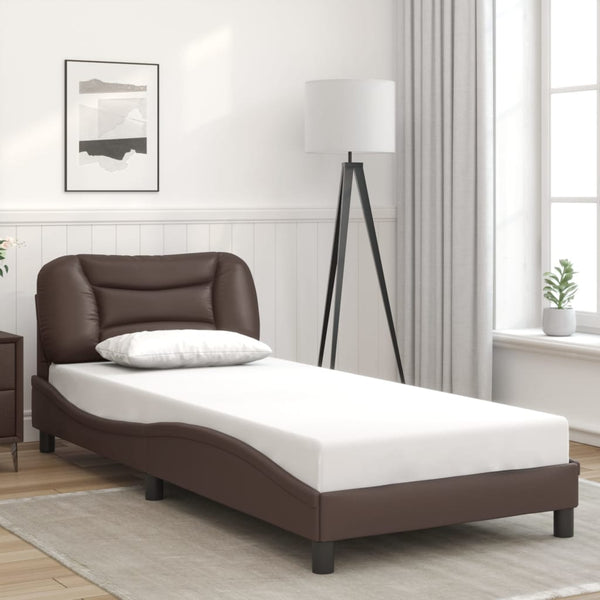 Bettgestell mit LED Braun 90x190 cm