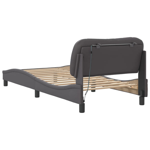 Bettgestell Grau 90x190 cm mit LED