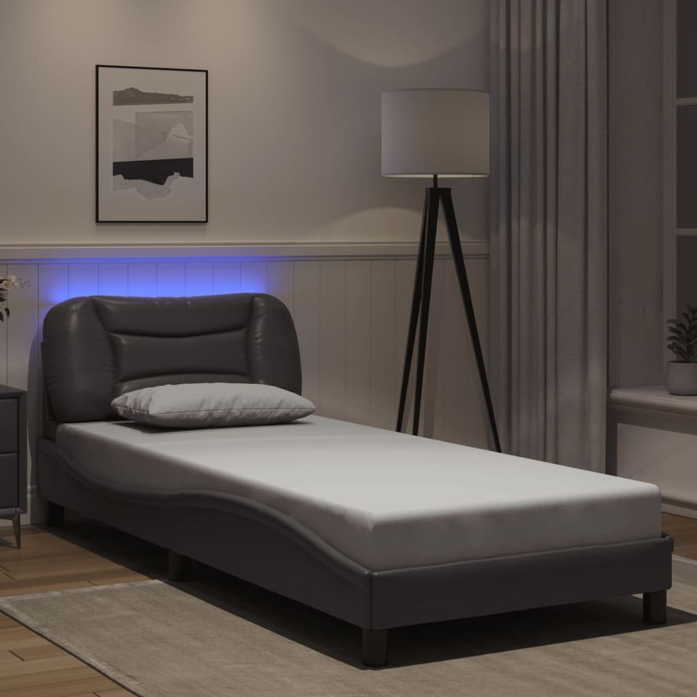 Bettgestell Grau 90x190 cm mit LED