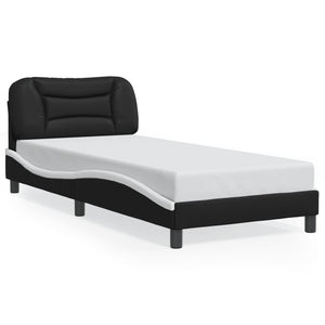 Bettgestell mit LED 90x190 cm Schwarz/Weiß