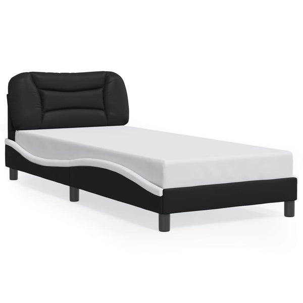 Bettgestell mit LED 90x190 cm Schwarz/Weiß
