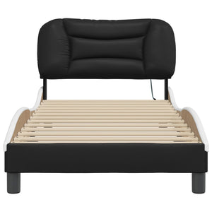 Bettgestell mit LED 90x190 cm Schwarz/Weiß